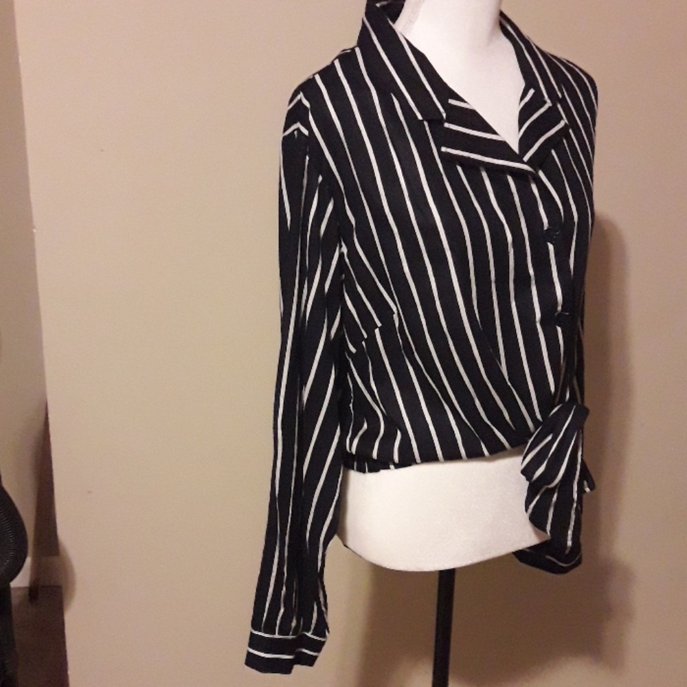 Audrey lane long sleeve stripped blouse